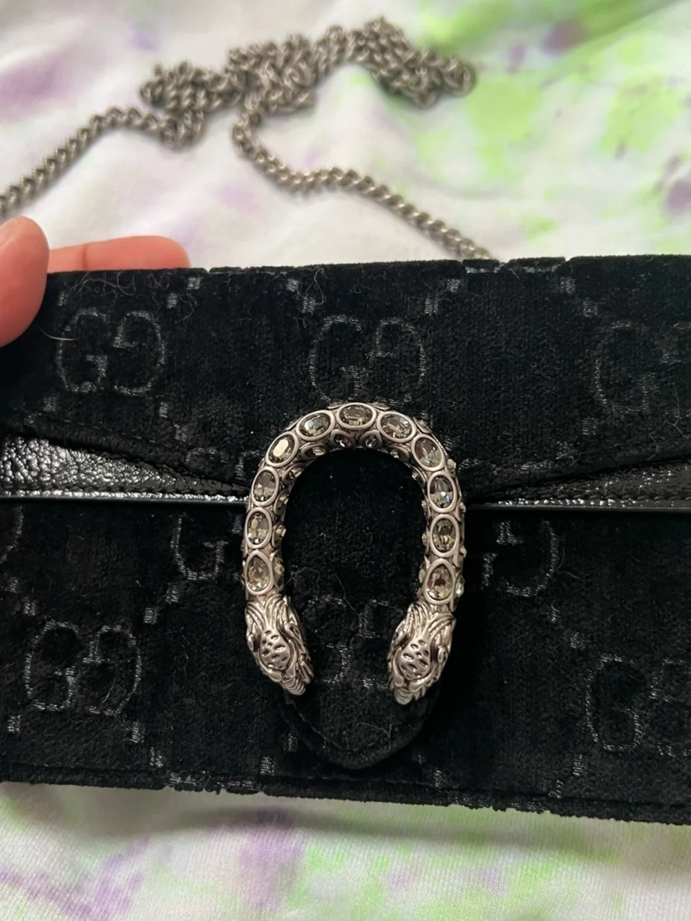 Gucci Mini Black Dionysus Suede Crossbody with Rhinestone Horsebit - Picture 4 of 6